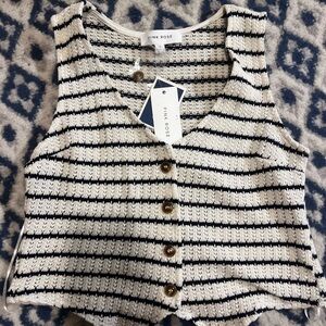 Pink Rose Navy and Cream Knit Vest